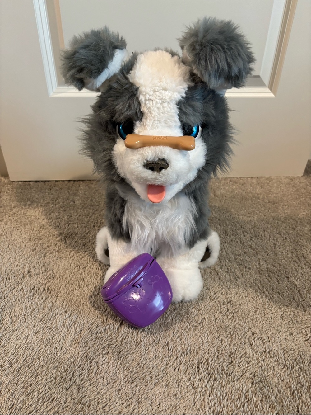 Interactive Plush Dog - Gray & White